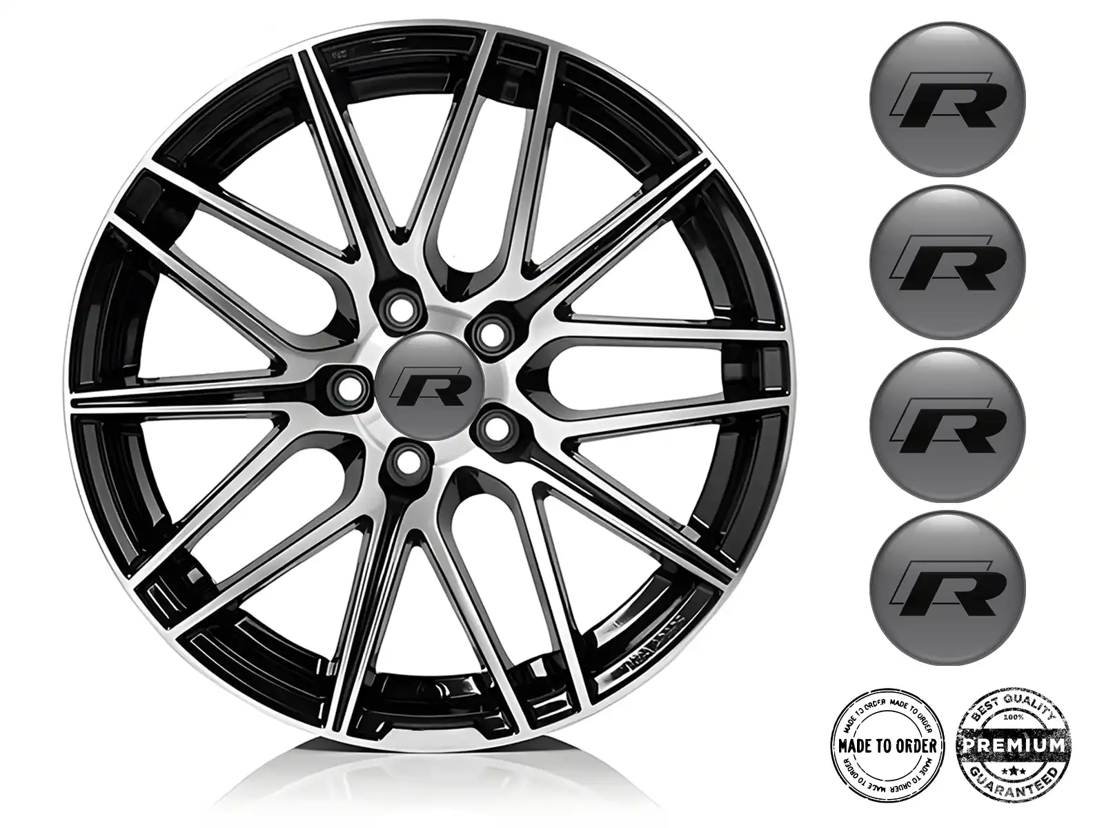 VW Pegatina Bombada Logo Emblemas de Rueda Elegante
